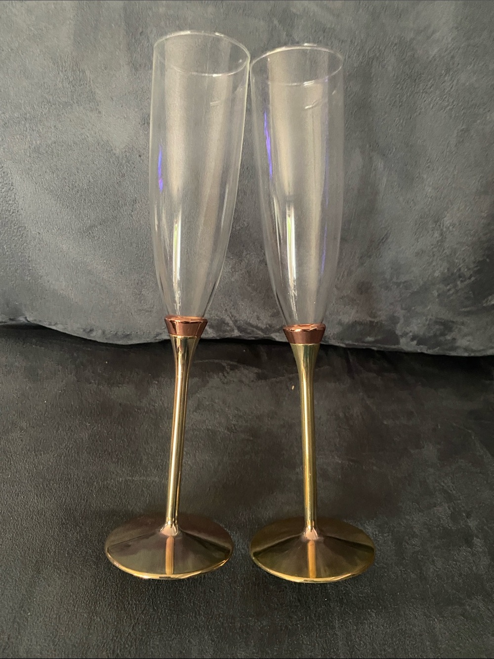 Elegant Kate Spade Champagne Flutes - Set of 2. Rose gold bottoms-some tarnish.